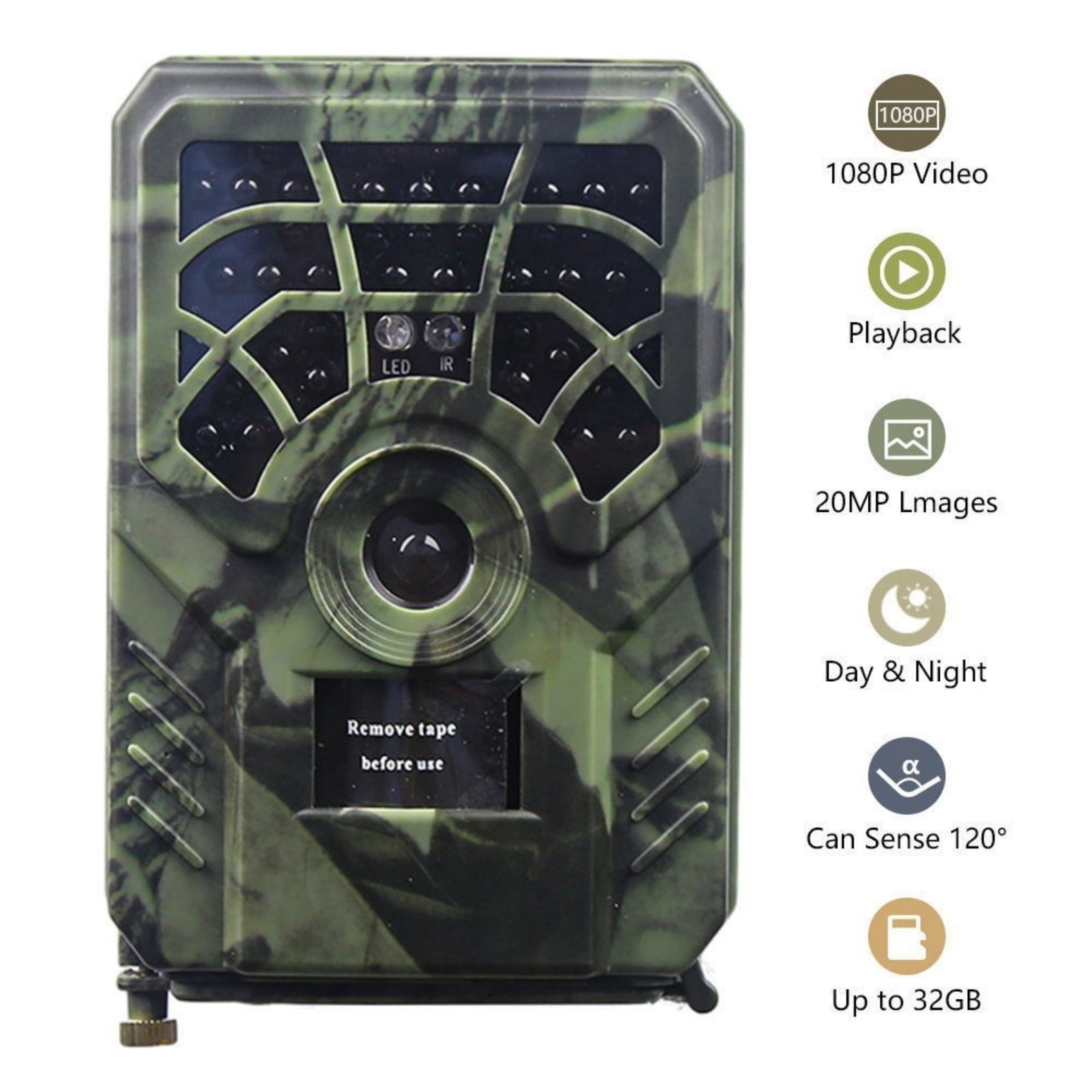 Trail Camera with Infrared Night Vision, Motion Activated Game Camera with 1080P Video, No-Glow IR & Weather-Resistant Design, Wildlife Camera for Outdoor Use