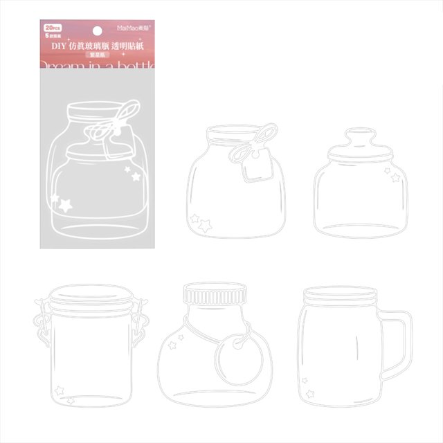 XWSHYW Decoraciones para El Hogar Paquette de Pegatinas Transparent Botella Flor Seca Mano Cuenta Pegatina Marcador Transparent Pegatina de Botella de Vidrio Decoración