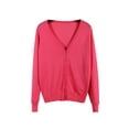 thumbnail image 1 of Sexy Dance Women Outwear V Neck Coat Long Sleeve Cardigan Sweater Cozy Jacket Autumn Watermelon Red 4XL, 1 of 2