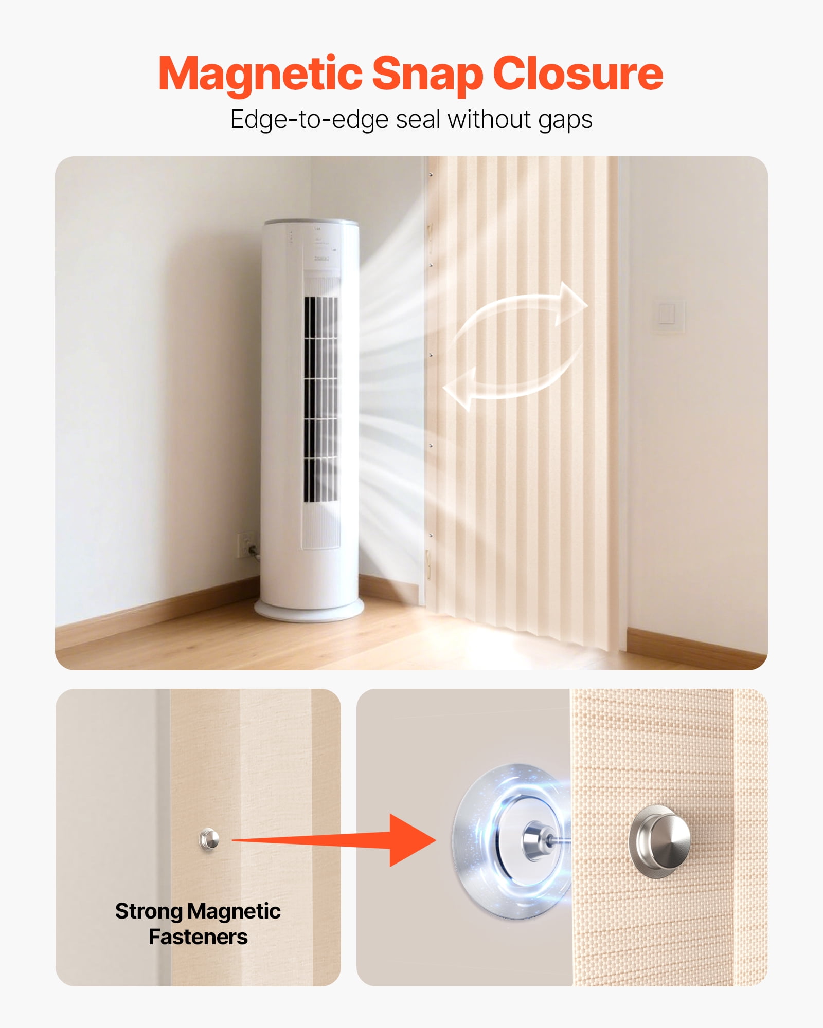 VEVOR Accordion Door, 47 x 78 inch, Blackout Fabric Folding Magnetic Door Curtain, with Hanging Hooks, Interior Room Divider for Doorways, Closets, Bedrooms, Bathrooms, Living Rooms, Beige, 1 Panel
