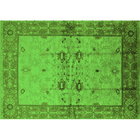 Ahgly Company Indoor Rectangle Oriental Green Traditional Area Rugs, 8' x 10'