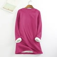 thumbnail image 4 of IROINNID Deals Women's Fall Tops Long Sleeve Winter Warm Loose Fit Pullover Thickened Lamb Wool Casual Tops for Women,Hot Pink, 4 of 4