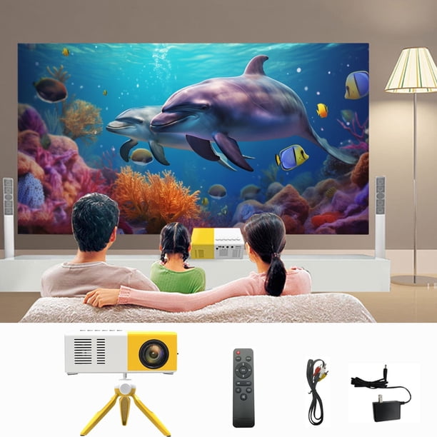 Miniproyector LED portátil de alta definición para el hogar, máquina de regalo para padres e hijos, compatible con decodificación de 1080p, compatible con transferencia de disco, tarjeta y cable.