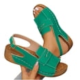 thumbnail image 4 of Xucatan Women's Wedge Sandals, Hand Stitched Faux Leather Upper with Adjustable Ankle Strap, Thick Sole Casual Beach Footwear Gift, 4 of 9