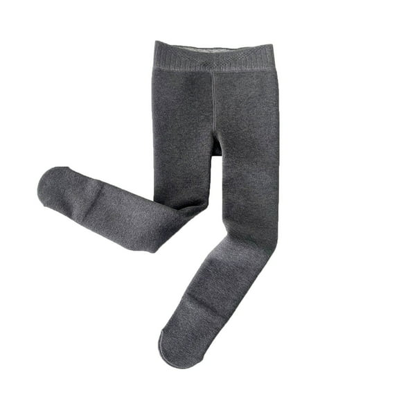 PINQI 3-14 Years Kids Baby Girls Cotton Lined Warm Full Leggings Knitted Pantihose Stretchy Basic Full Length Pants Pantyhose for Winter Stocking(Grey,12-14 Years)