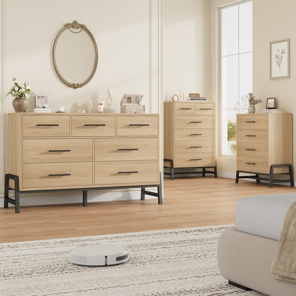Modern 4 Drawer Tall Entryway Storage Cabinet – 38.6" Freestanding Wooden Dresser with Deep Drawers & Raised Legs – Bedroom, Living Room, Hallway Organizer – Pure wood color