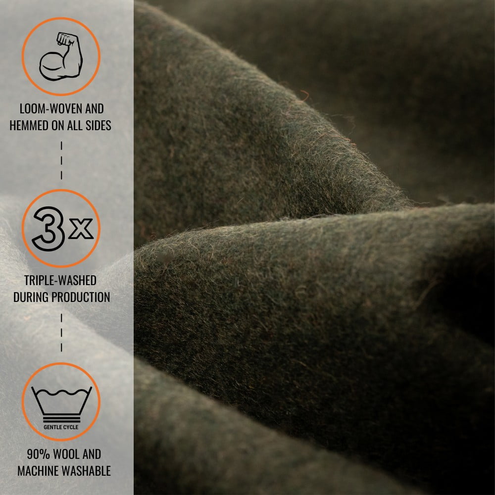 Arcturus Lake Tahoe Wool Bed Blanket - Queen Size (90"x 96") - Thick, Washable, Large Wool Blanket