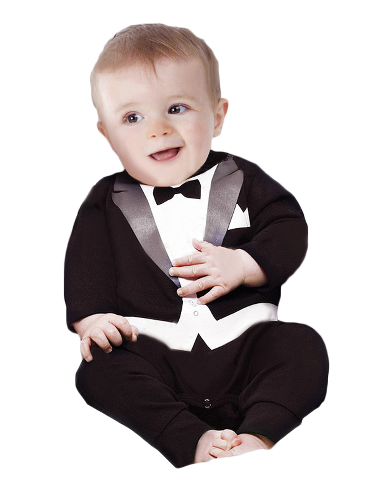 Toddler Baby Boys Gentleman Formal Suit Tuxedo Bowtie Romper Peagent Jumpsuits 