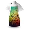 thumbnail image 3 of Modern Apron Birds on Branch with Geometrical Abstract Rainbow Colored Sharp Lined Backdrop Print, Unisex Kitchen Bib Apron with Adjustable Neck for Cooking Baking Gardening, Multicolor, by Ambesonne, 3 of 3