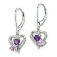 thumbnail image 2 of Primal Silver Sterling Silver Rhodium Amethyst and Pink Quartz and Diamond Heart Earrings, 2 of 5