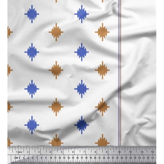 Soimoi Blue Cotton Voile Fabric Pannahazar Jamdani Fabric Prints By Yard 56 Inch Wide