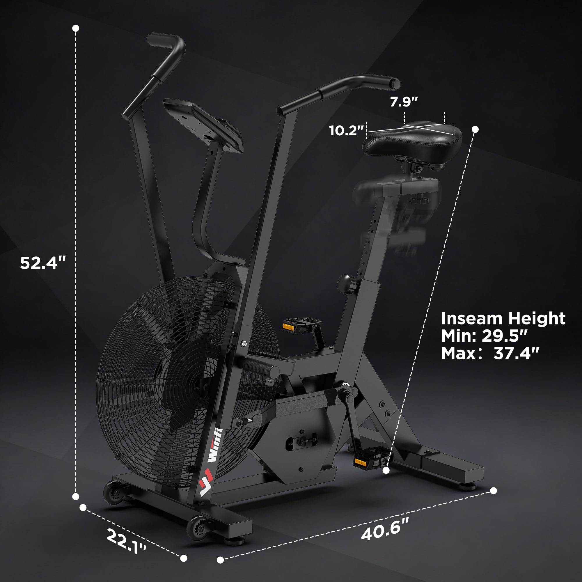 Winfita Commercial Built-in Bluetooth Air Bike, Adjustable Air Resistance with Dual-Action Handlebars, Heavy Duty Indoor Cycling Bike for Home Gym Traininning, 350lbs Arm/Leg Cardio Workout