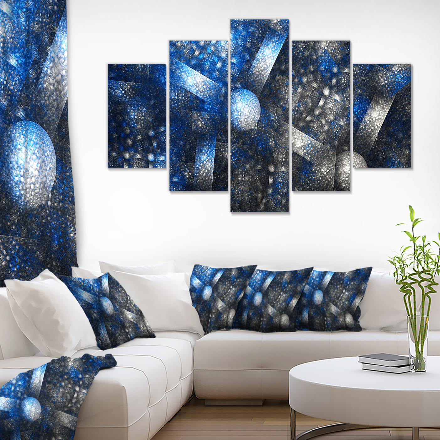Designart 'Crystal Cell Dark Blue Steel Texture ' Contemporary Wall Art Canvas