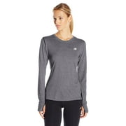 New Balance Womens Heathered Long sleeve, black Heather, Small
