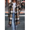 thumbnail image 3 of Plus Size Plaid Shacket Oversized Long Sleeve Button Down Boyfriend Shirts Casual Plaid Shacket Jacket Coats 3X Black, 3 of 17