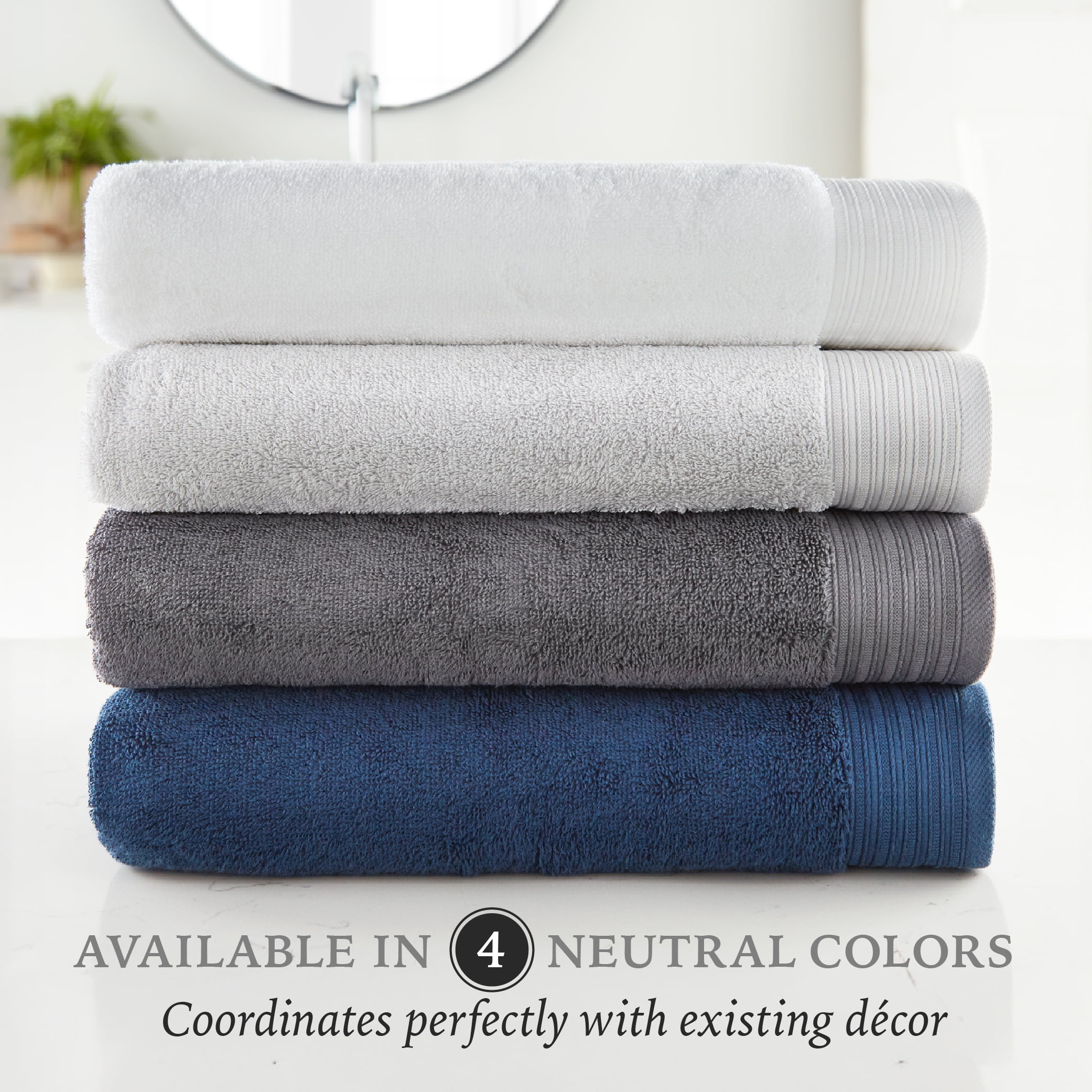 Hotel Style 100% Organic Cotton Luxury 6-Piece Towel Set, Arctic White