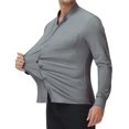 thumbnail image 3 of Youclos Long Sleeve Band Collar Dress Shirts for Men Casual Button Down Shirts with Pockets, 3 of 6