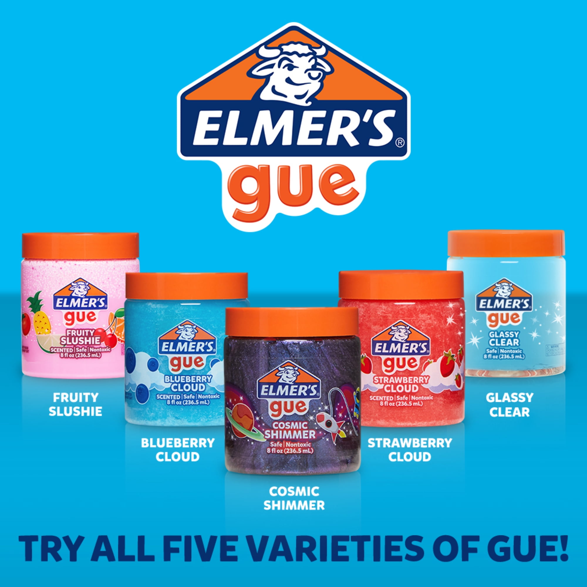 3) ELMER'S GUE 8oz PINK & BLUE SCENTED + PURPLE Premade Slime Non