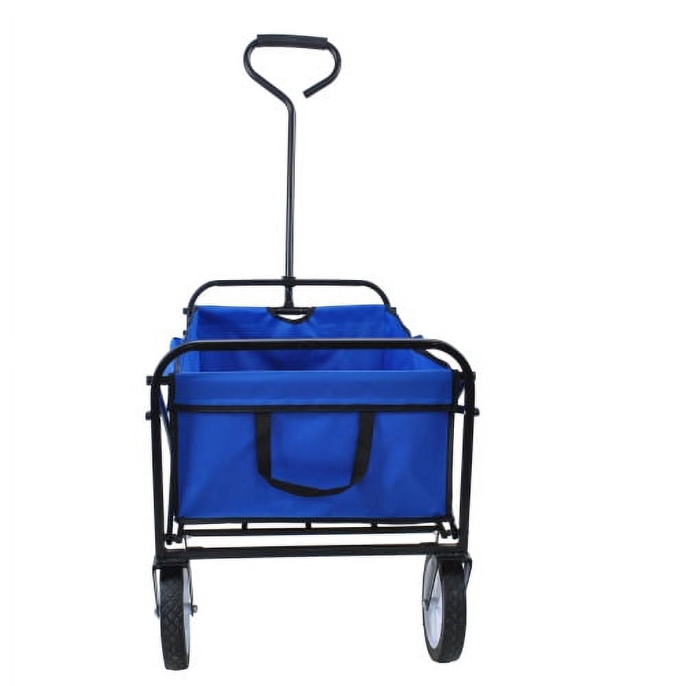 Derzers Folding Collapsible Wagon Cart, Heavy Duty Utility Wagon, Adjustable Handle, for Garden, Grocery, Beach & Camping Use