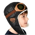 thumbnail image 2 of SYMOID Kids' Vintage Aviator Hat with Goggles - Winter Warm Plush Lined Ear Flaps, Army Green Unisex Pilot Hat for 2-8 Years Kidss,Size 2 T, 2 of 8