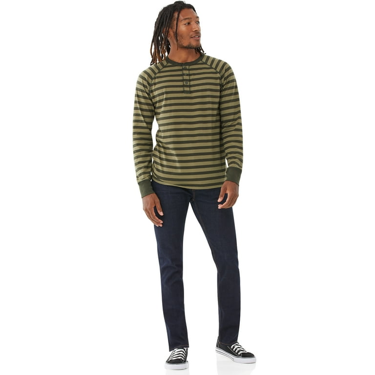 Free Assembly Men's Everyday Long-Sleeve Striped Henley Shirt - Walmart.com