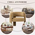 thumbnail image 7 of AFO Modern Barrel Accent Chair Upholstered Club Chair with 7.5" Extra Thick Cushion Unique 3-Leg Reading Armchair for Living Room Bedroom Vanity Khaki, 7 of 7