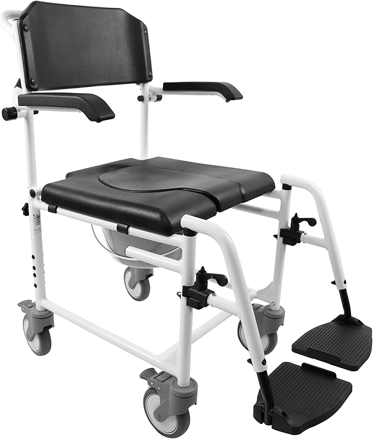 KMINA PRO Shower Chair with Wheels, Handicap Shower Chair Black