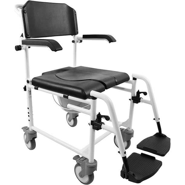 KMINA PRO Shower Chair with Wheels, Handicap Shower Chair Black