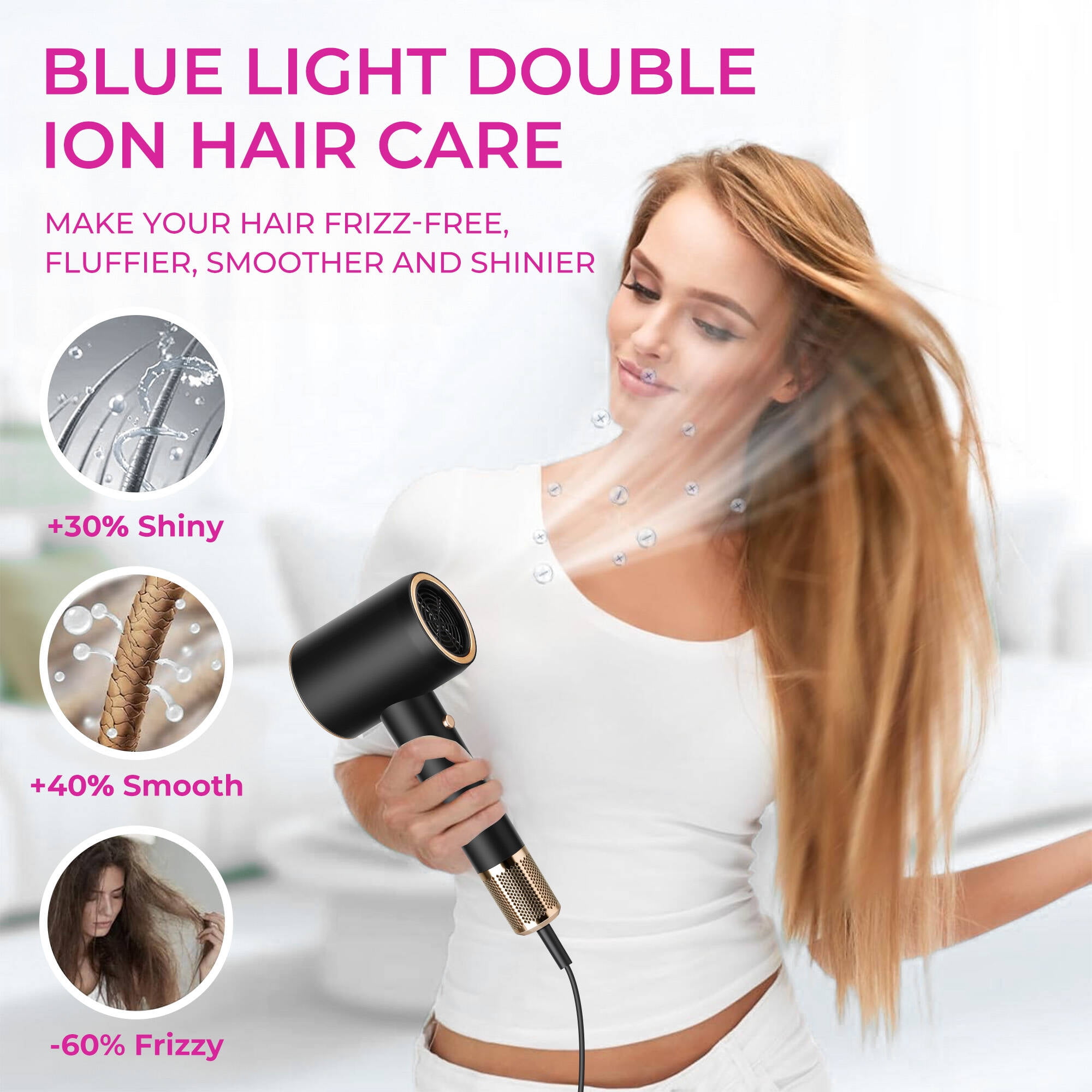 Morfone Hair Dryer, High-Speed Professional Ionic Blow Dryer with Hair Diffuser for Women & Men, Black