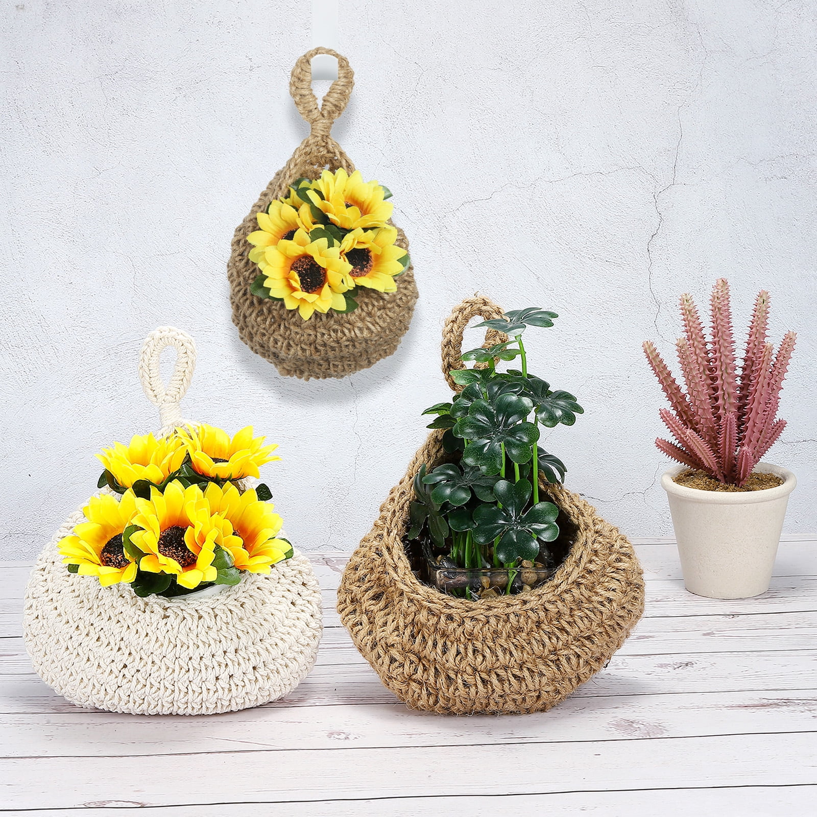 Unique Bargains Teardrop Home Decor Storage Wall Hanging Basket for Vegetable Brown Medium