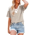 thumbnail image 1 of Hombro Frío Tops Mujeres Cuello en V Manga Corta Fuera Del Hombro Color Sólido Blusa Casual Suave Poliéster Primavera Verano Moda, 1 of 5