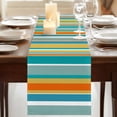 thumbnail image 3 of Table Runners 90 Inches Long Dress Scarves, Blue Teal Orange Striped Farmhouse Coffee/Dining/Kitchen Table Runner for Living Room, Farmhouse Stripe 13x90 Inch, 3 of 9