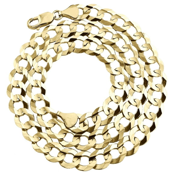 14K Yellow Gold 10mm Solid Plain Curb Cuban Chain Link Necklace 22 Inches
