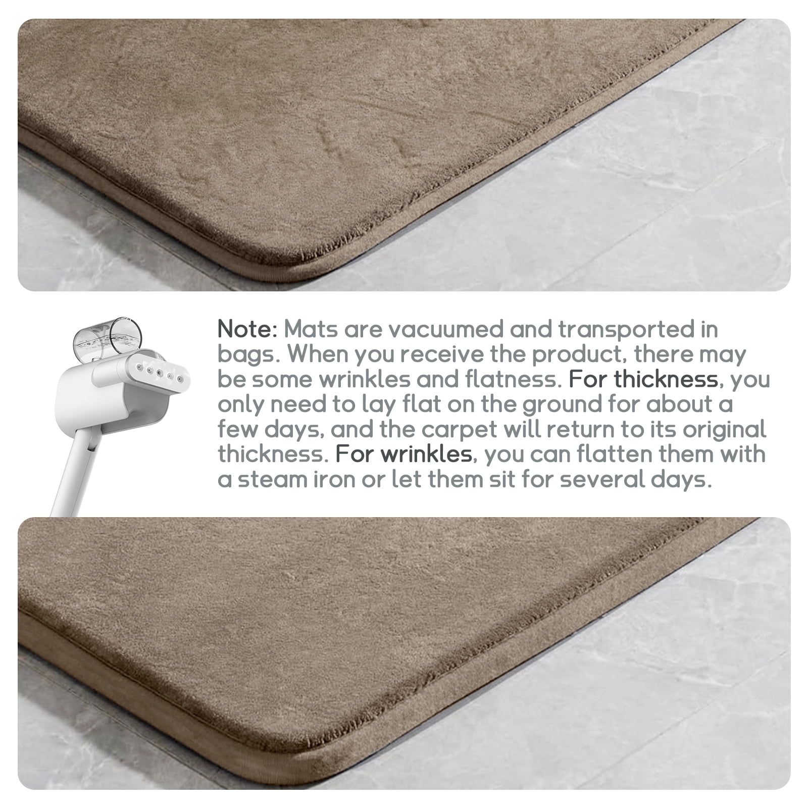 XIECUVA 1 Inch Memory Foam Bathroom Rugs, Machine Washable Non-Slip Bath Rugs, Super Absorbent Velvet (20"×32", Brown)