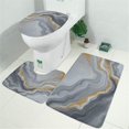 thumbnail image 2 of Gray Marble Gold Wave Pattern Bathroom Rugs Sets 3 Piece,Toilet Cover Set,Absorbent Non Slip Bathroom Mats Sets with U-Shaped Contour Rug Toilet Rug Set, 2 of 5