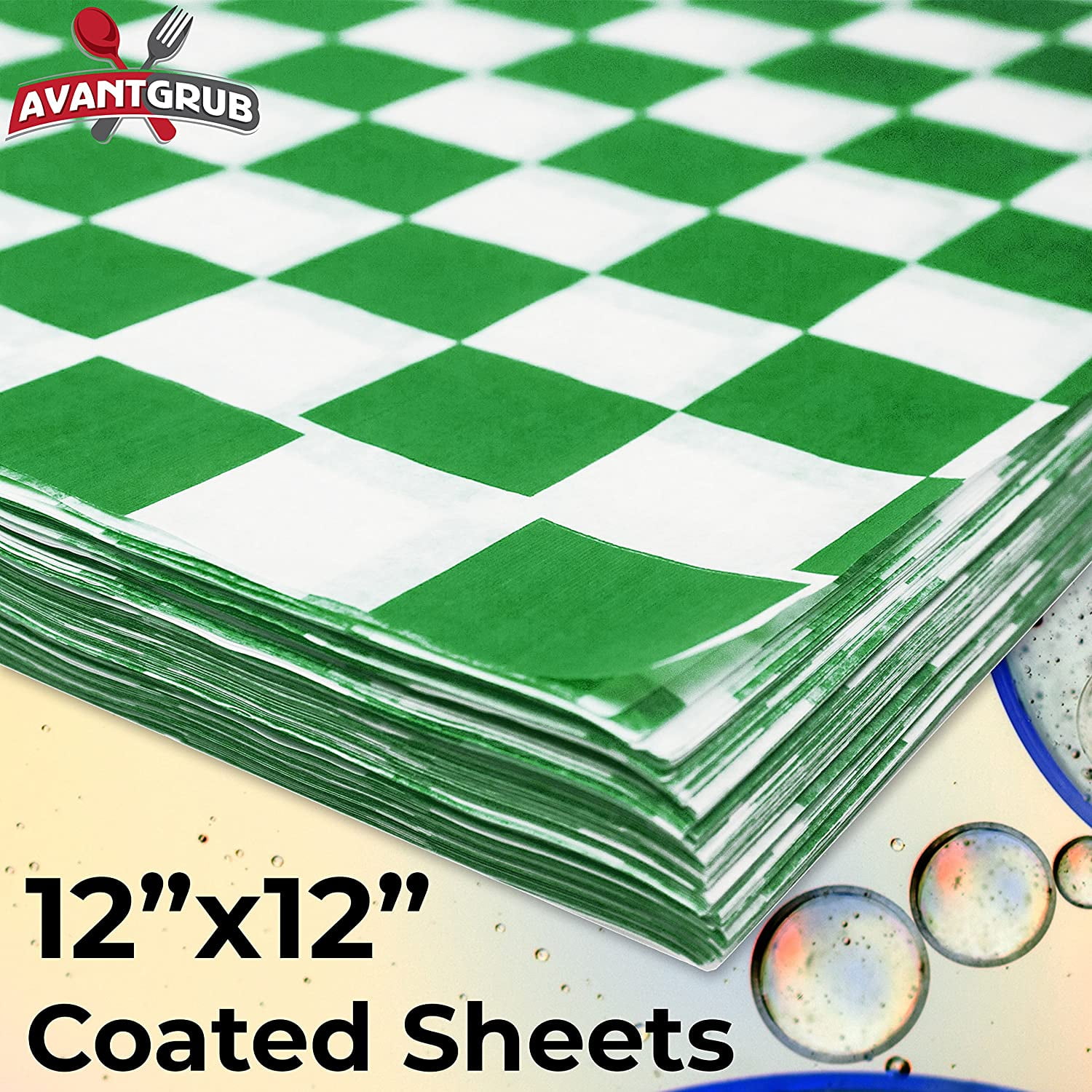 Grease Resistant Paper Sheets, Black Checkered, 12 x 12 for