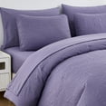 thumbnail image 3 of Chezmoi Collection Liam 7-Piece Dusty Purple Bed in a Bag Queen Comforter Set with Sheets Medallion Embossed Bedding Set, 3 of 9