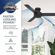 Hunter 44 inch Indoor Ceiling Fan No Light - White Modern Ceiling Fan without Light, 3 Blades, Low Profile Mount, For Bedroom, Living Room, or Kitchen, Wall Control - Presto 52402, Matte White
