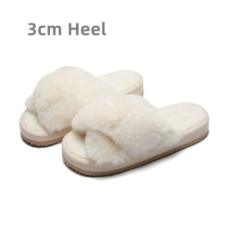 

CoCopeanut BEVERGREEN Winter Women House Slippers Faux Fur Warm Flat Shoes Female Slip on Home Furry Ladies Slides Plus Size Wholesale