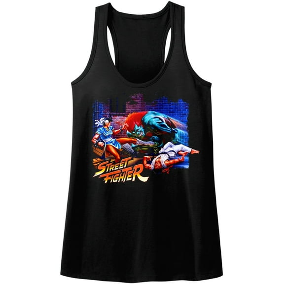 Street Fighter Alley Fight Black Women's Racerback Tank Top