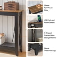 thumbnail image 4 of HOOBRO-Console Table with Power Socket, Narrow Entryway Table with Outlets and USB Ports, Skinny Sofa Table, Behind Couch Table, for Entrance, Hallway, Foyer, Corridor, Black walnut color BH12UXG01, 4 of 11