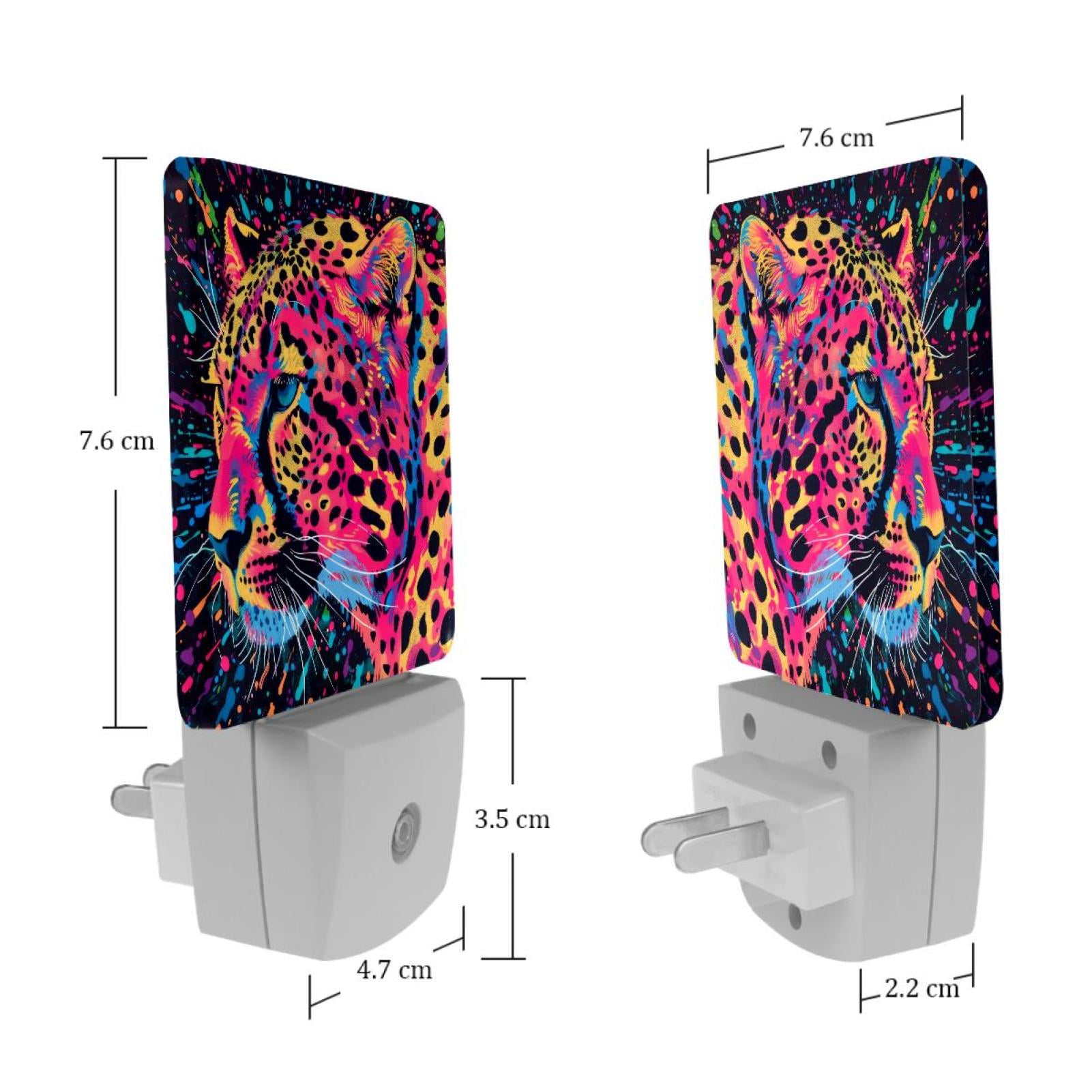 PhooArto Neon Rainbow Leopard Plug in LED Night Light Auto Sensor Dusk to Dawn Decorative Night for Bedroom, Bathroom, Kitchen, Hallway, Stairs, Baby's Room, Energy Saving