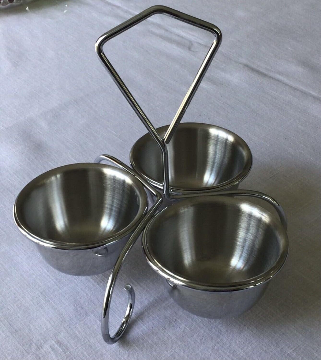 Soro Essentials- 10 oz. Stainless Steel Three-Way Server Caddy with Bowl- Serving Bowl Set Stand for Parties Serving Stand for Salsa Sauces Dressing Candy Dining Dinnerware Home Kitchen Restaurant