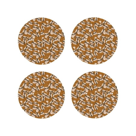 

Lukts Monkey Sloth Print Leather Drinks Coasters Set of 4 Suitable or Drinks Furniture Protection and Easy Clean up-Round Shape