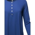 thumbnail image 4 of A2Y Women's Premium Solid Long Sleeve Dolphin Hem Shell Button Henley Top Shirt Sapphire M, 4 of 6