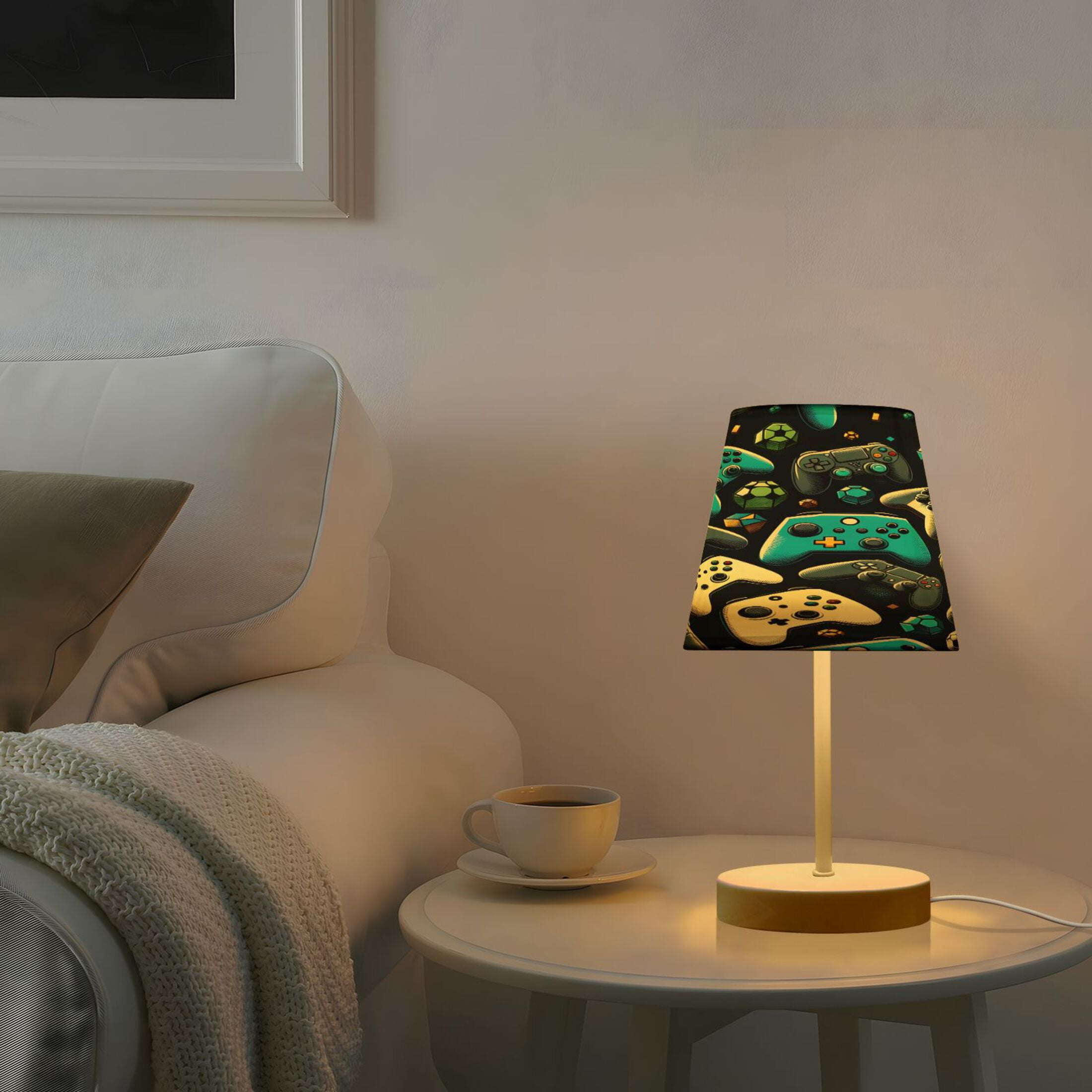 Gaming Controller Desk Lamp LED Table Nightstand Lamps with 3 Color Temperatures for Home Bedroom Living Room Decor 8x12