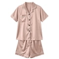 thumbnail image 3 of hotojiny Silk Pajamas for Women Plus Size Short Sleeve Sleepwear Soft Button down Loungewear 2 Piece Satin Pjs Shorts Set with Pockets, 3 of 5