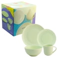 thumbnail image 1 of Set Vajilla Familiar Completa de Porcelana, Colección Monotone Artic, Color Verde Esmaltado con Relieve en Bordes, Vajilla Elegancia para Mesa con Caja de Regalo, 1 of 17