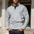 thumbnail image 2 of Men's White Tee Shirts Crew Neck Summer Basic Look Men's Solid Color Zip Up Stand Collar Sweatshirt Long Sleeve Workout Athletic Shirt Comfortable Casual T Shirt For Gym Running, 2 of 7
