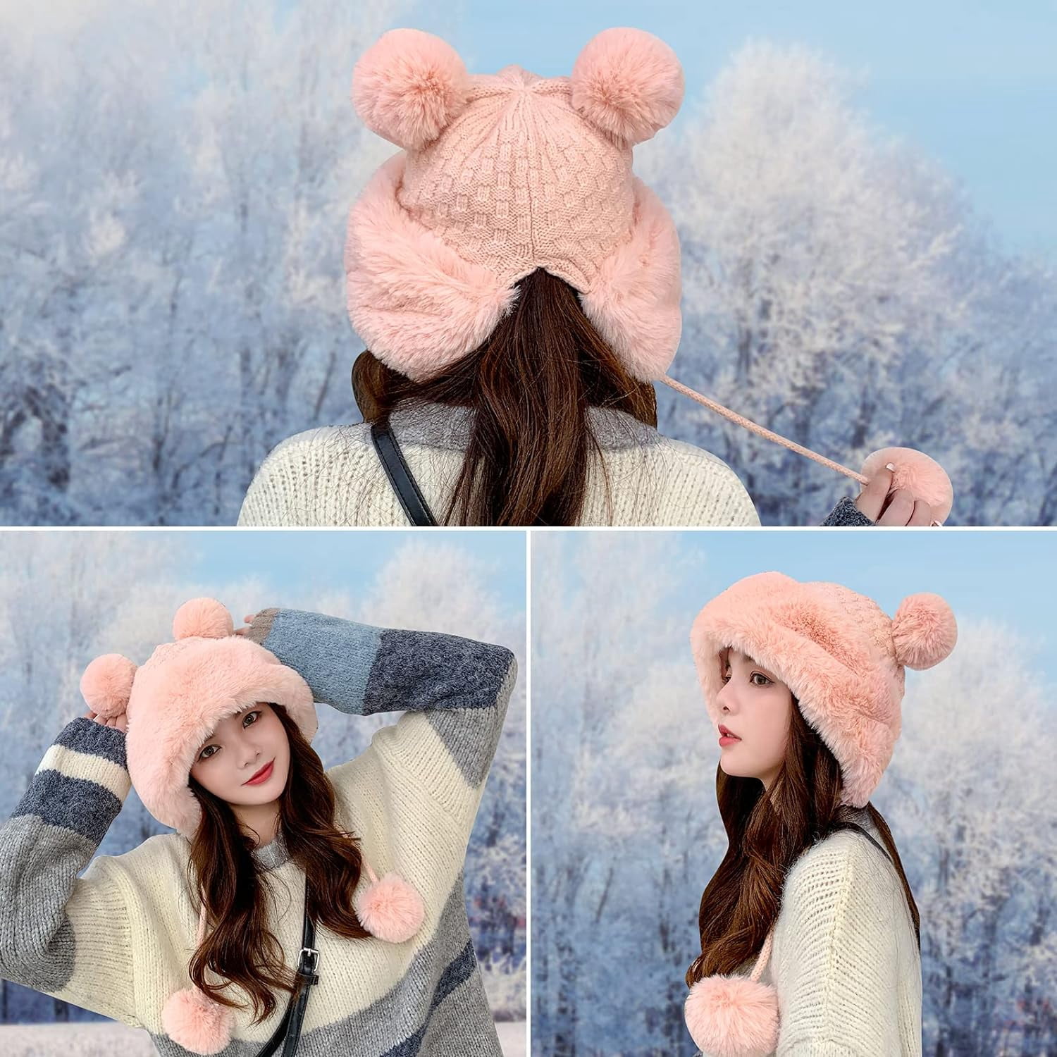 Holzlrgus Winter Beanie Hats for Women Warm Knit Skull Cap  display picture 1